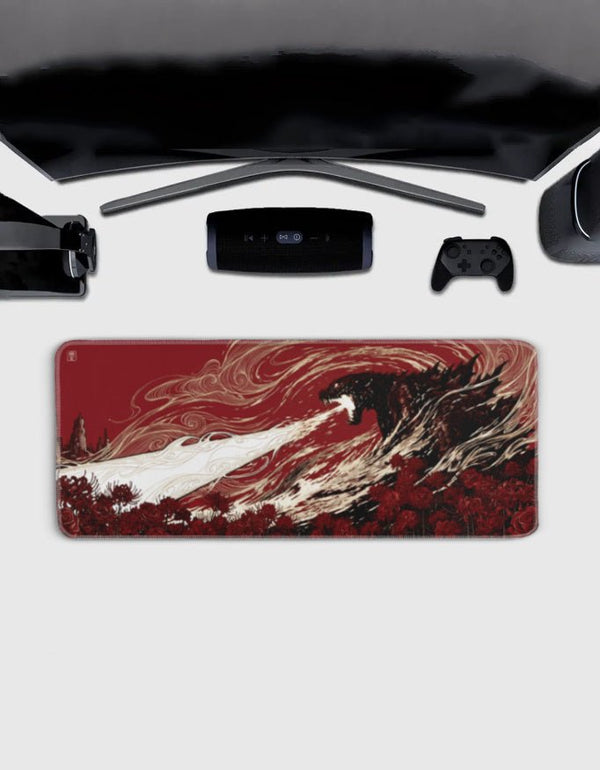 GOD FALL Desk Mat - 80×33CM - Aesthetic extended gaming desk mat with stitched edges | WYUGEN