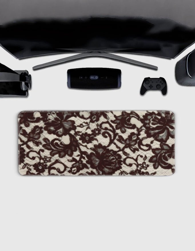 MURAL FLOWERS Desk Mat – 80×33cm - Aesthetic extended gaming desk mat with stitched edges | WYUGEN