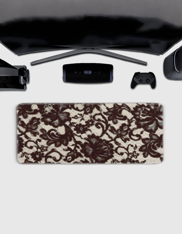 MURAL FLOWERS Desk Mat – 80×33cm - Aesthetic extended gaming desk mat with stitched edges | WYUGEN