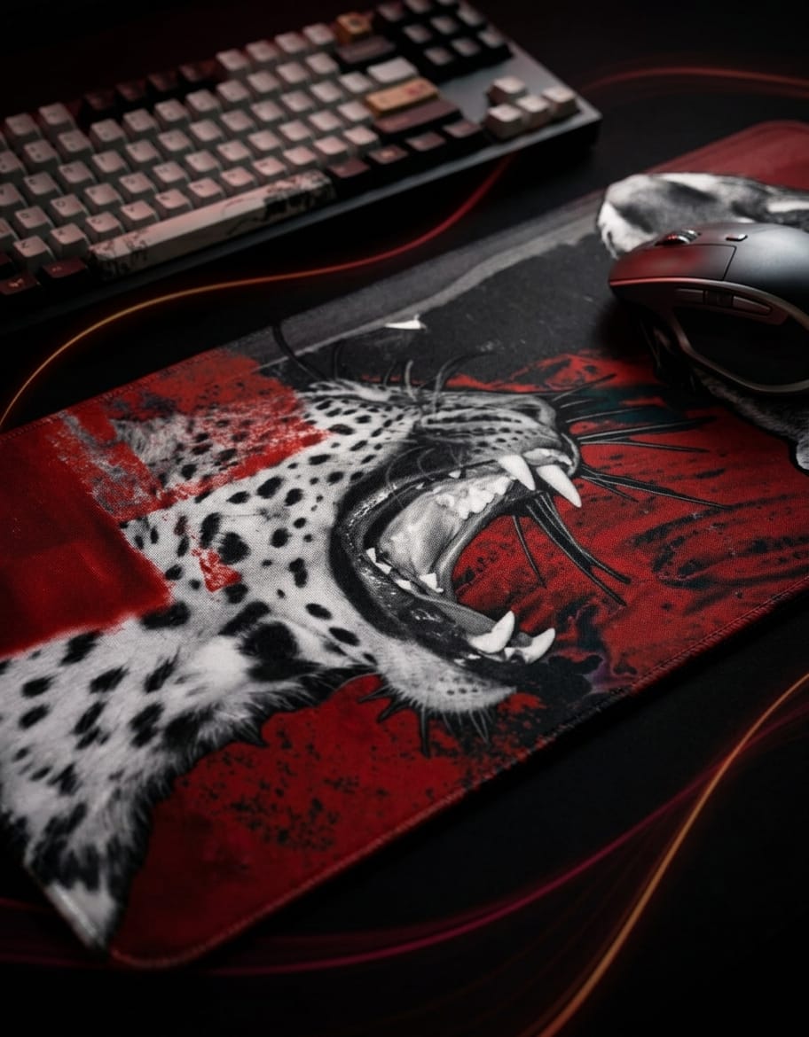 WYUGEN gaming desk mat with bold graphic design – premium mousepad for gaming setups