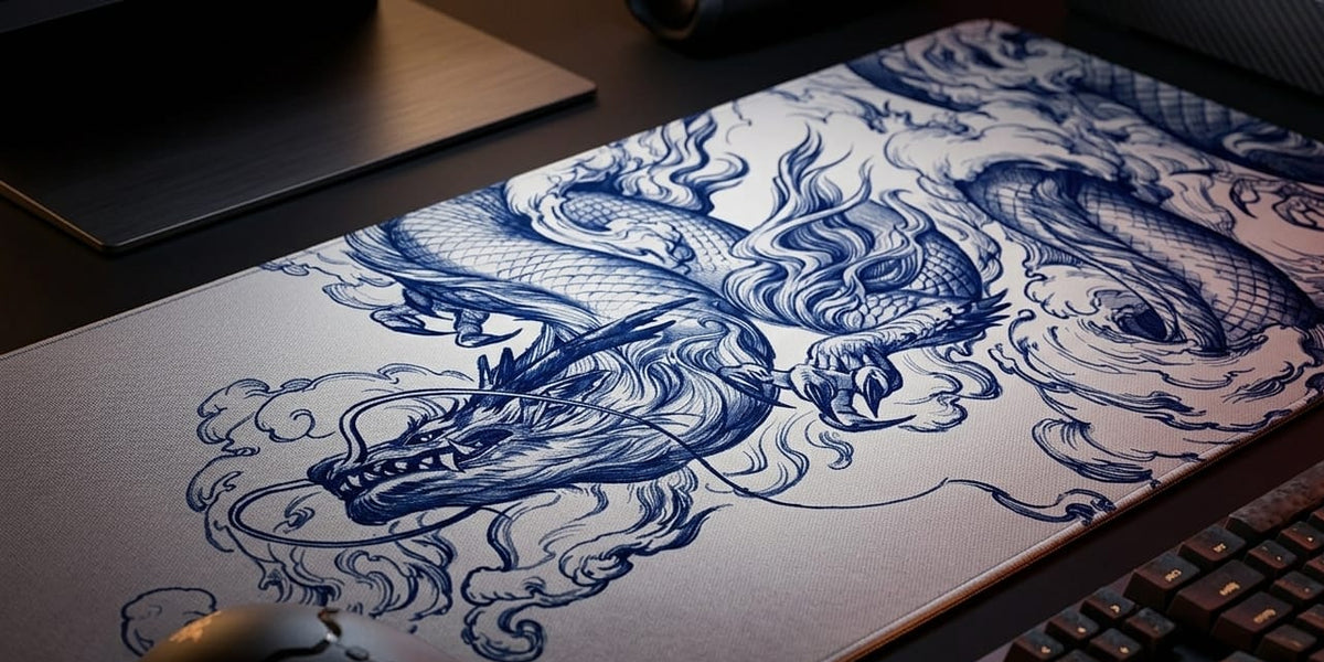 WYUGEN dark gaming mousepad – stitched edges, non-slip base, 3mm thickness
